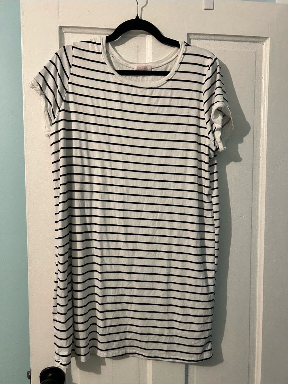 Pink Lily White and Black Striped Tee Dress